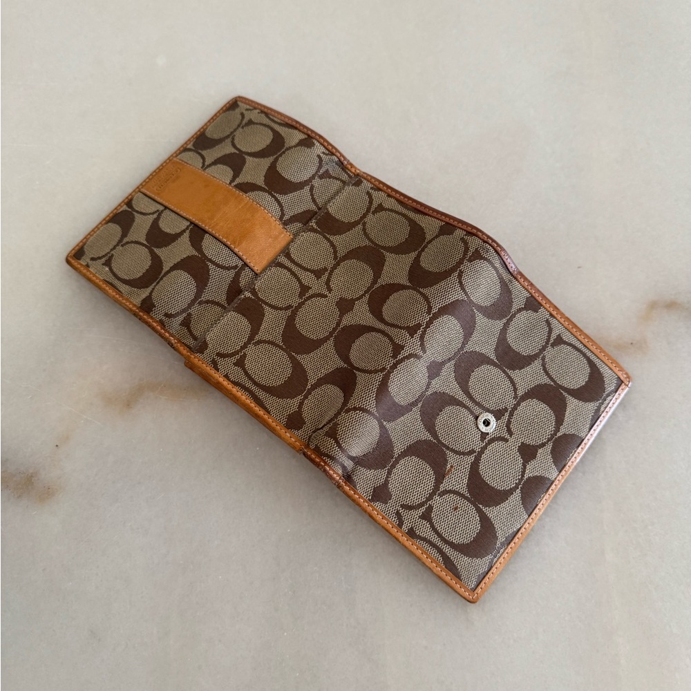 Vintage Coach Signature Brown and Tan Trifold Wallet - Picture 3 of 10